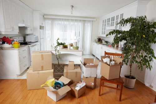 Removal van ready for a move in a Hanwell residential street