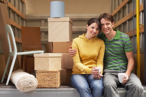 Example move in Hanwell showing furniture and boxes from a flat or terrace property